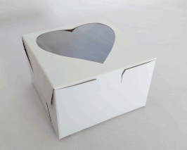 CAJA BLANCA CON VENTANA DE CORAZON 13X13X8