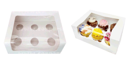 CAJA PARA CUP CAKES CON VENTANA E INSERTO 23.5X15X7