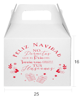 CAJA LONCHERA BLANCA DESAYUNADOR MICROCORRUGADO VINTAGE NAVIDEÑA