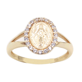 Anello madonnina in oro e zirconi IS2348AG
