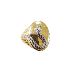 Anello uomo a scudo ovale con serpente in oro bicolore 18kt codice: 803321712174DF