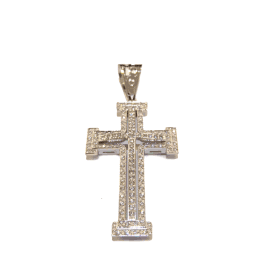 Croce pavè con pietre in oro bianco Referenza: IS1469BDF