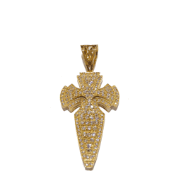 Croce in oro giallo con pavè di zirconi C1443GDF