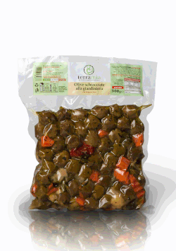 Olive  schiacciate  con giardiniera busta da  500 g  peso netto