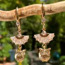 Ohrschmuck "Eule" mit Zirkonias