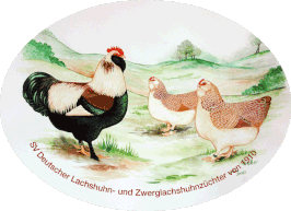 Aufkleber Deutsche Lachshühner oval, auch für den Aussenbereich geeignet