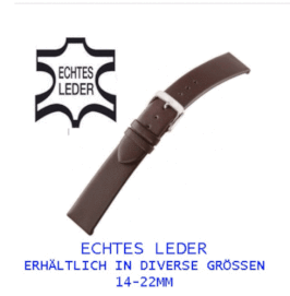 20 mm NAPPA-DUNKELBRAUN ECHT -LEDER UHRENARMBAND ALU -SCHLIESSE SEHR-GUTER QUALITÄT