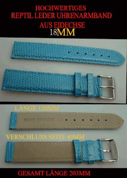 LUXUS &HOCHWERTIGES EIDECHSE 20 MM REPTIL LEDER UHREN ARMBAND