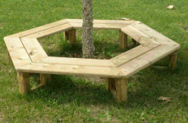 Banquette BOIS HEXAGONAL ENTOURAGE D’ARBRE Enfants