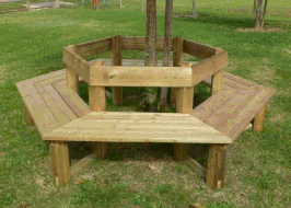BANC BOIS HEXAGONAL ENTOURAGE D’ARBRE