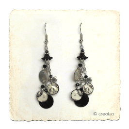 Boucles d'oreilles longues " Feuillage " 1