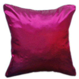 タイシルク クッションカバー  【無地】　シンプル デザイン  マゼンタ 【赤】   【Simple Design , Magenta / Thaisilk Cushion Cover】45×45cm 対応