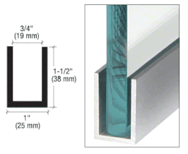 Alu U-Sonderprofil für den Innenausbau, Maße: 25 x 38 mm mit Öffnungsmaß 19 mm, Art.Nr. WU1