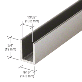 Alu-U-Wandprofil für 8 mm Glas zur innenseitigen Silikonverklebung, Höhe 19 mm, Edelstahloptik gebürstet, Art.Nr. SDCD38