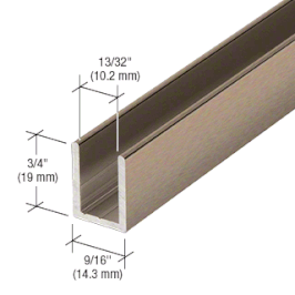 Alu-U-Wandprofil für 8 mm Glas zur innenseitigen Silikonverklebung, Höhe 19 mm, Bronze gebürstet, Art.Nr. SDCD38BBRZ