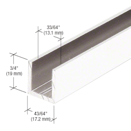 Alu-U-Wandprofil für 10 mm Glas zur innenseitigen Silikonverklebung, Höhe 19 mm, Weiß, Art.Nr. SDCD12
