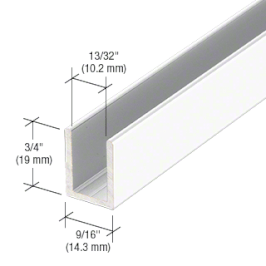 Alu-U-Wandprofil für 8 mm Glas zur innenseitigen Silikonverklebung, Höhe 19 mm, Weiß, Art.Nr. SDCD38