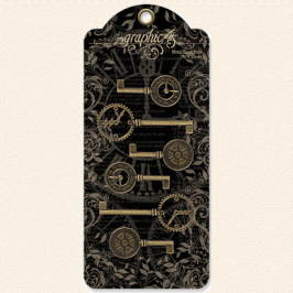 Graphic 45-Metal Clock Keys-Antique Brass