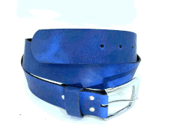 Schöner Leder-Gürtel aus eigener Herstellung, komplett handgefertigt, verschiedene Längen, blau