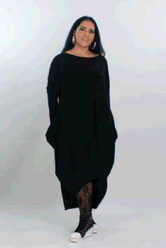 Außergewöhnliches Kleid Pia aus Viskosejersey/ lange asymmetrische schwarze Kleider