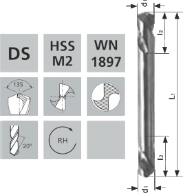 Extra kurze Karosseriebohrer / DS HSS WN1897 / 135°