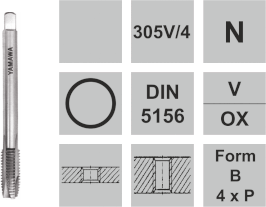 Gewindeschneidwerkzeuge N-305V/4  DIN 5156 / HSSE