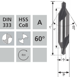 Zentrierbohrer A HSS Co8 DIN 333 / 60°