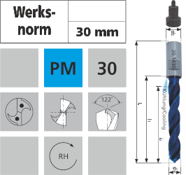 PM-Spiralbohrer für Kernbohrmaschinen 30mm