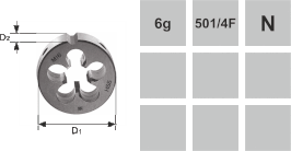 Schneideisen N-501/4F - ISO 6g Metrisches Feingewinde MF