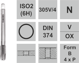 Gewindeschneidwerkzeuge / N-305V/4 - ISO2(6H) DIN374 Metrisches Feingewinde MF