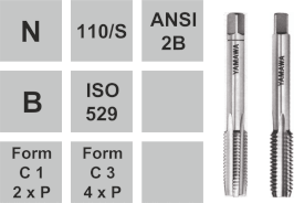 Gewindebohrer N-110/S ISO 529 / UNF im Set mit 2 Stk. Vorschneider Nr.1 und Fertigschneider Nr.3