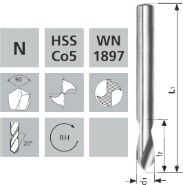 NC-Anbohrer / N HSS Co5 WN 1897 / 90°