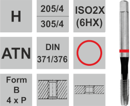 Gewindeschneider für harte Stähle 30-45 HRC / ≤ 1400 N/mm2 ATN Hartstoffbeschichtung