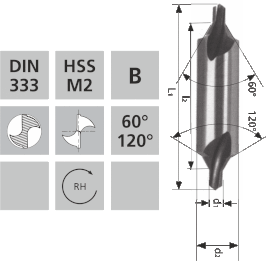 Zentrierbohrer B HSS-M2 DIN 333 / 60° und 120°