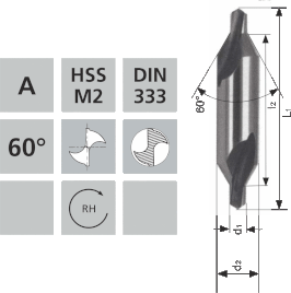 Zentrierbohrer A HSS-M2 DIN 333 / 60°