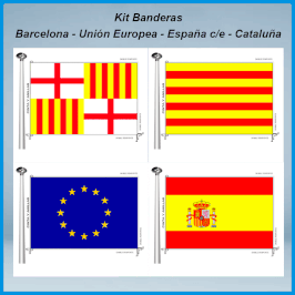 Banderas Barcelona - Cataluña - España c/e - Europea