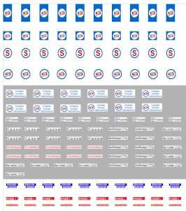 Diverse Schilder für Straßenbahnfahrzeuge der Epoche 3-4.