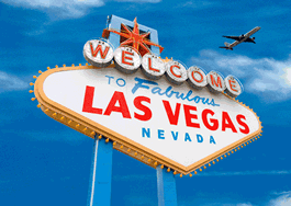 authentic CARD - Las Vegas Sign by Day and Night