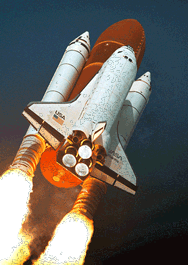 Authentic CARD - Space Shuttle Atlantis thunders skyward