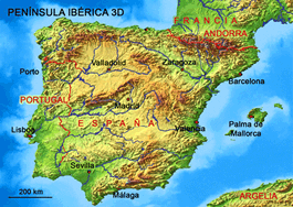 Iberische Halbinsel in 3D