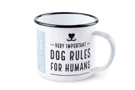 Pfotenschild, Emaille-Becher "Dog Rules", 360 ml