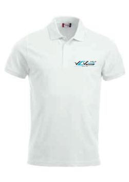 Polo homme 28244 blanc avec logo "Vélo Club Vevey" imprimé sur coeur