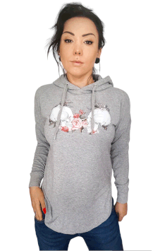 Sweatshirt grau Oversize totenkopf