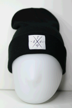 Beanie schwarz beige