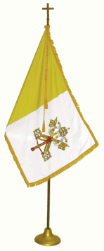 Vatican Papal Flag Set with Oak Pole