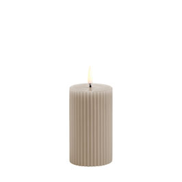 UYUNI LED pillar candle grooved, Sandstone, Smooth, 5,8x10 cm