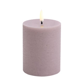 UYUNI LED pillar candle, Light Lavender Rustic, 7,8 x 10 cm