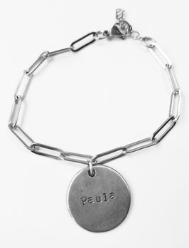 PULSERA CHAPA & CADENA | plata
