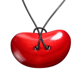 Holzschmuck-Collier "Knopf | rot | 83 x 50 mm"