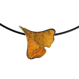 Korkschmuck-Collier "Ginkgo | klein | gelb"